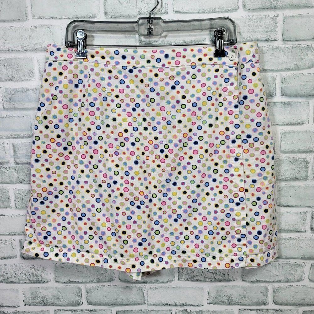 Vintage 90s White Stag Womens XL White‎ Colorful Polka Dot Skort Skirt Shorts